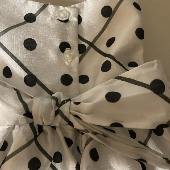 Marmellata Infants Party Holiday Christmas White Black Polka Dot Dress Sz-6-9mo - Picture 4 of 6